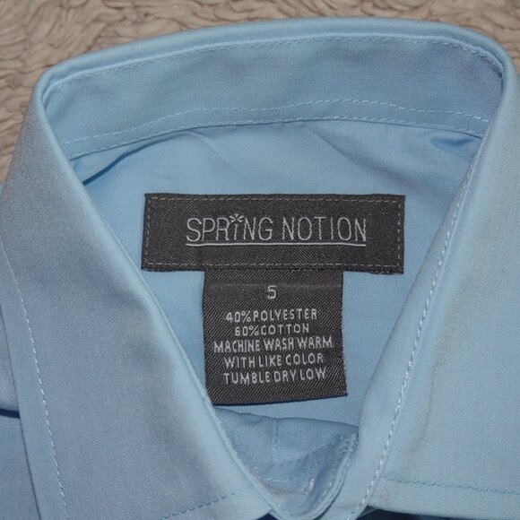 Boys Size 5 Sky Blue Button Down Long Sleeve Shirt - Picture 4 of 7